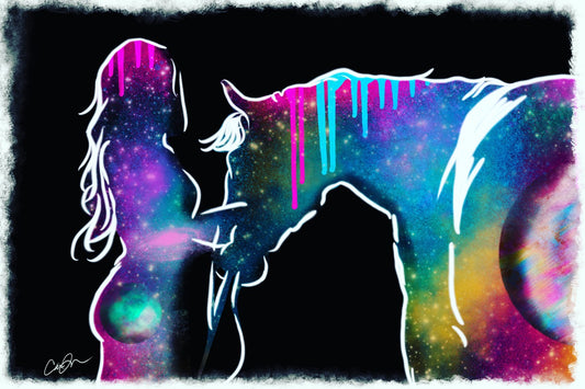 Lady and Horse Universe Digital Art Print