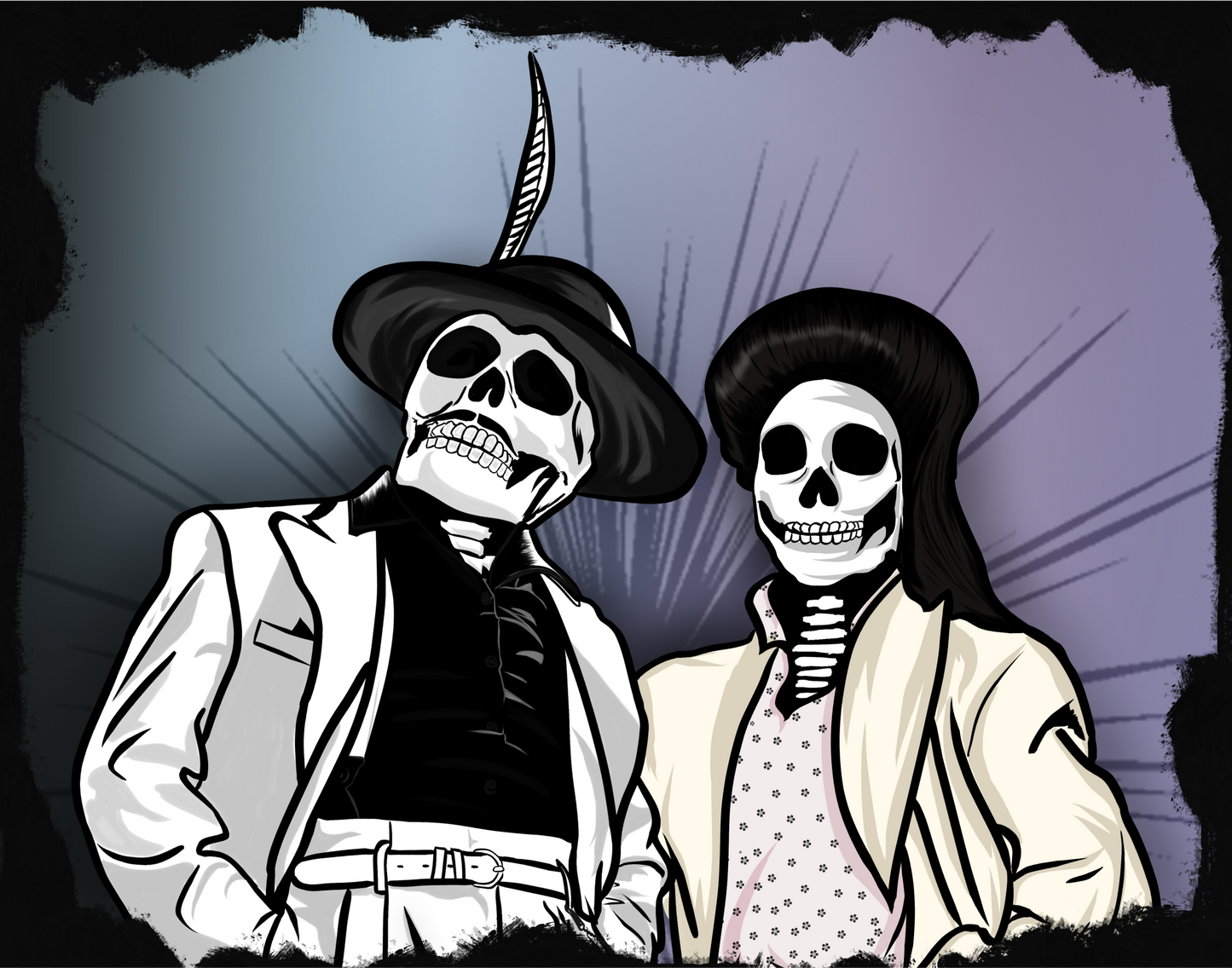 Pachuco Couple Skull Digital Print