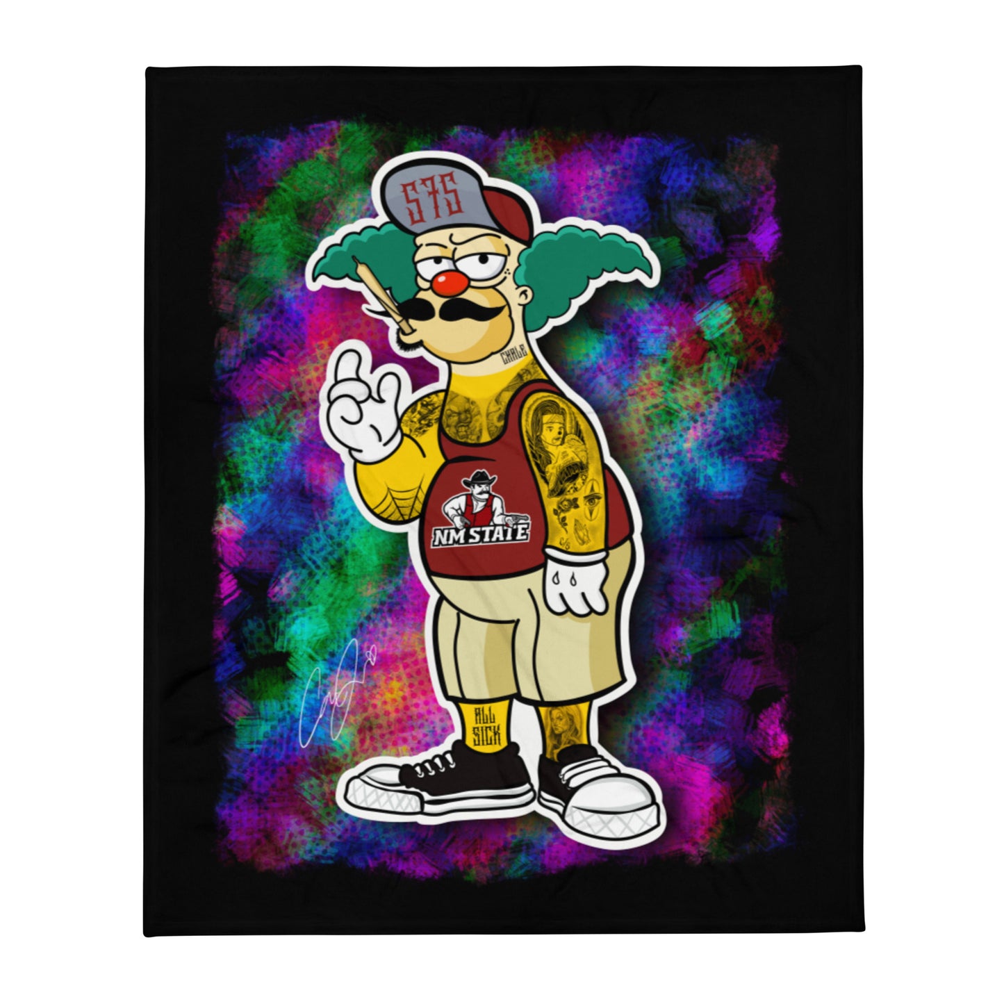 Krusty the Clown Cholo Throw Blanket
