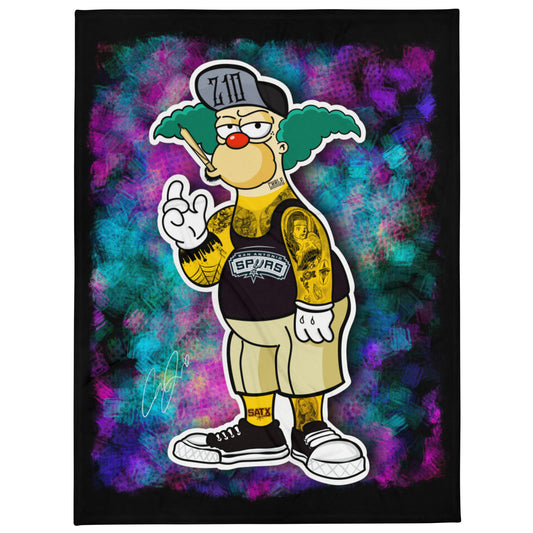 Krusty The Cholo Clown San Antonio Throw Blanket