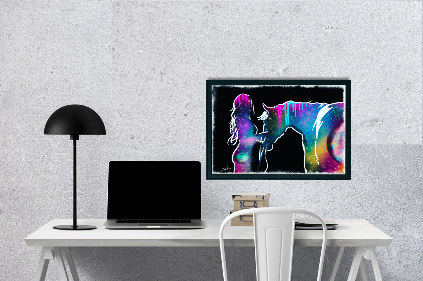 Lady and Horse Universe Digital Art Print