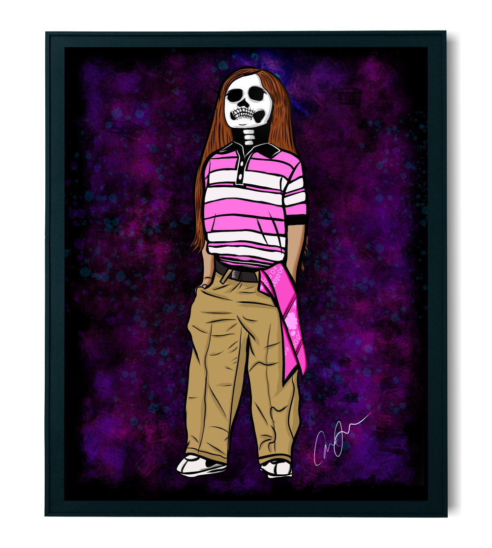 Chola Girl Skull Print