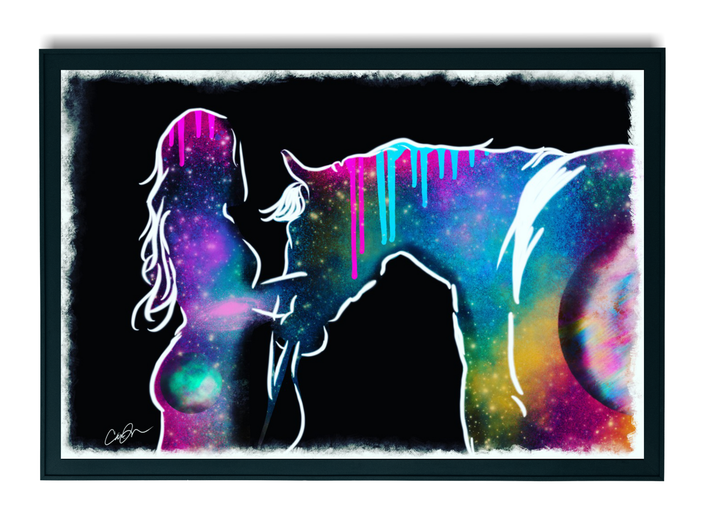 Lady and Horse Universe Digital Art Print