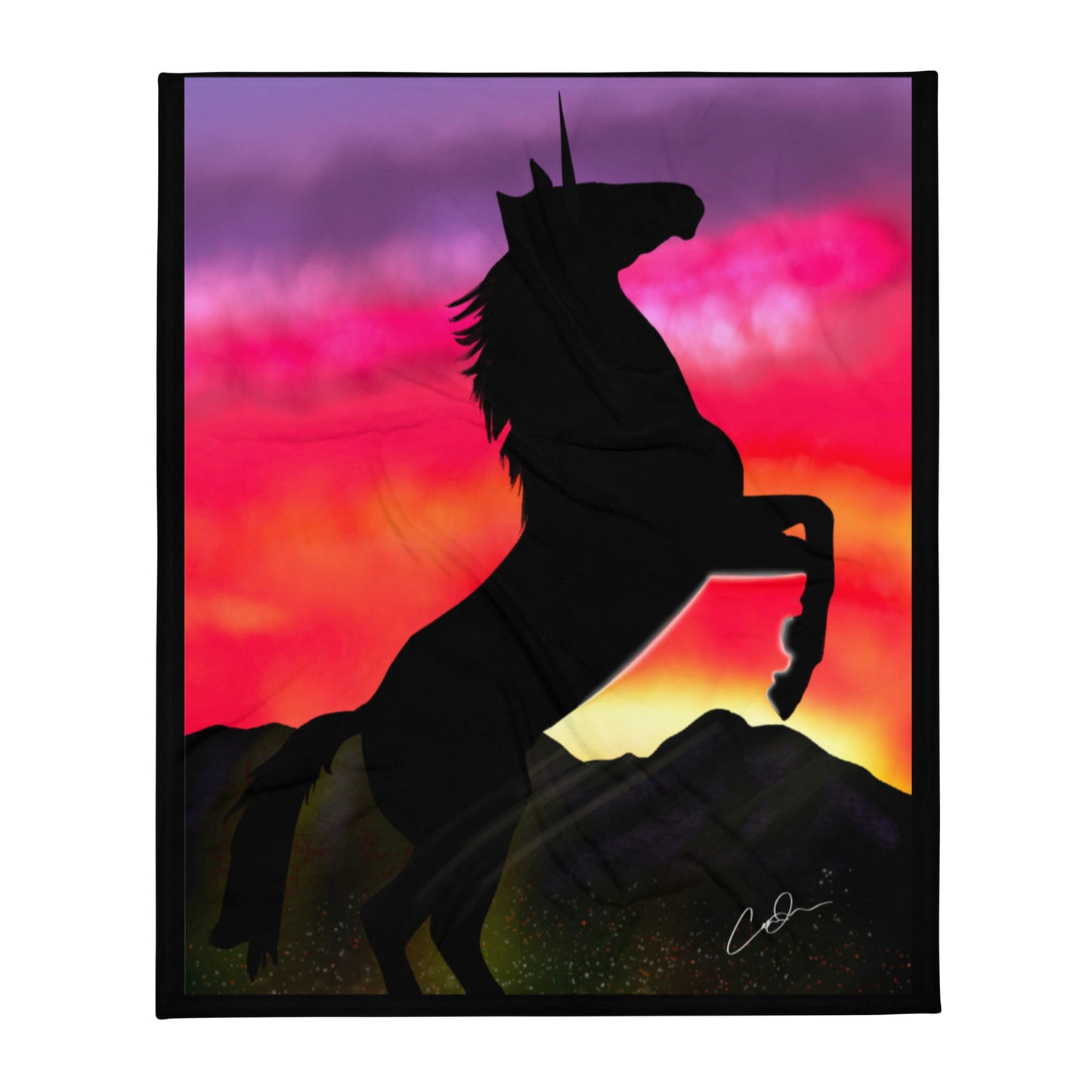 Horse and Sunset Throw Blanket