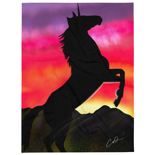Horse and Sunset Throw Blanket